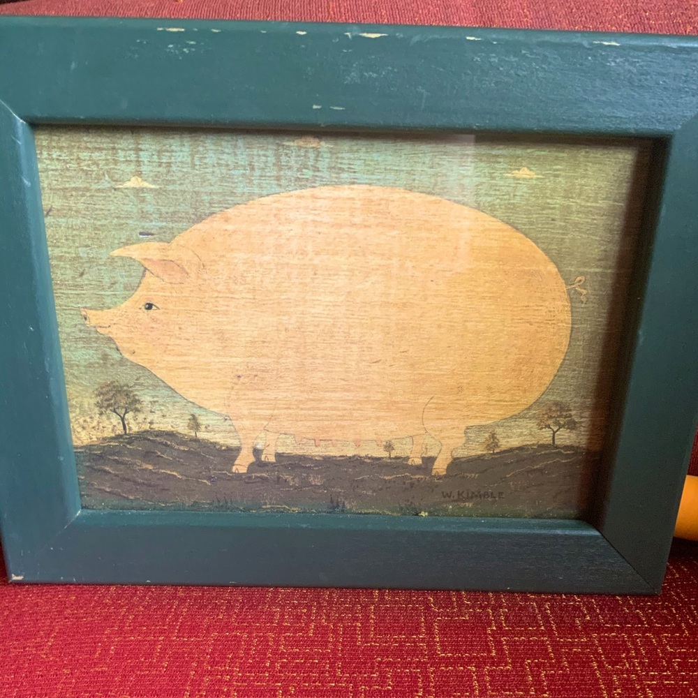 Vintage Warren Kimble Pig Drawing